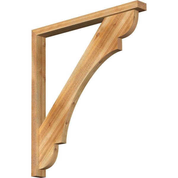 Ekena Millwork Olympic Block Rough Sawn Bracket w/ Offset Brace, Western Red Cedar, 4"W x 40"D x 44"H BKT0402X40X44OLY05RWR - main